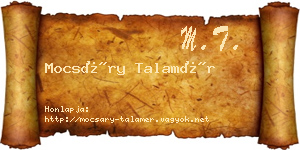 Mocsáry Talamér névjegykártya